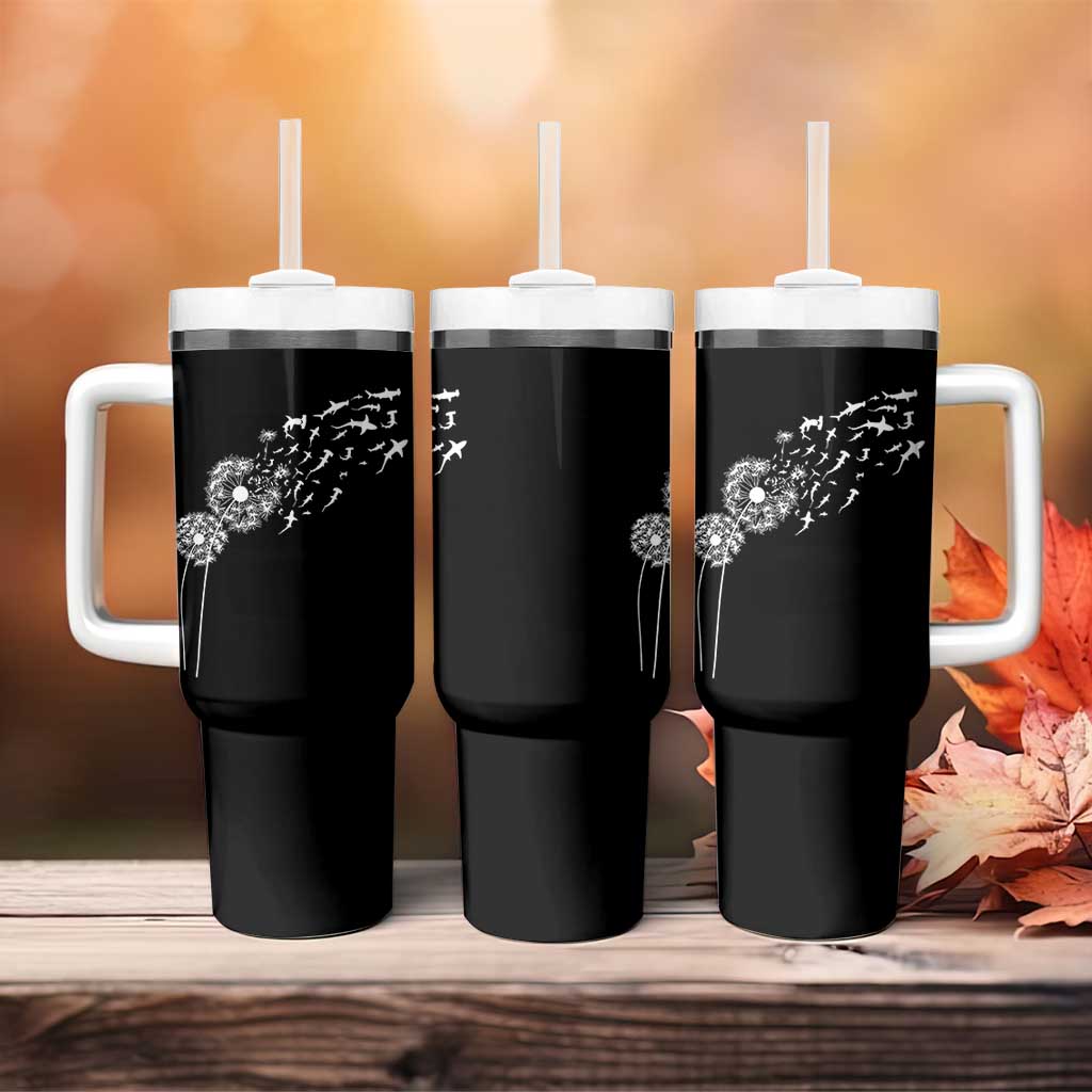 Shark Dandelion Flower for Ocean Wildlife Lover Tumbler With Handle
