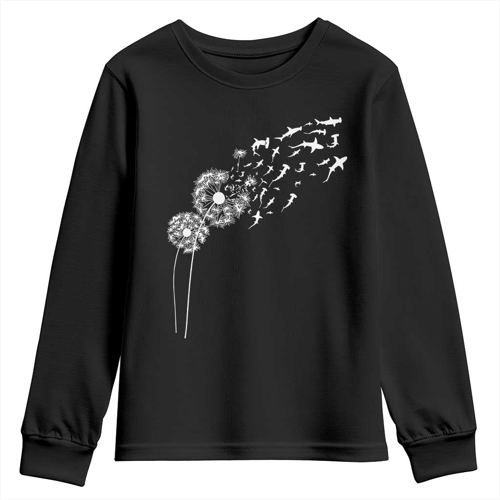 Shark Dandelion Flower for Ocean Wildlife Lover Youth Sweatshirt