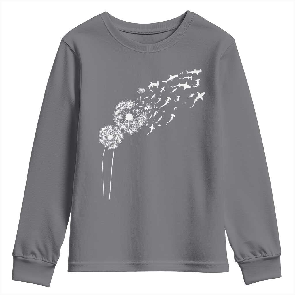 Shark Dandelion Flower for Ocean Wildlife Lover Youth Sweatshirt