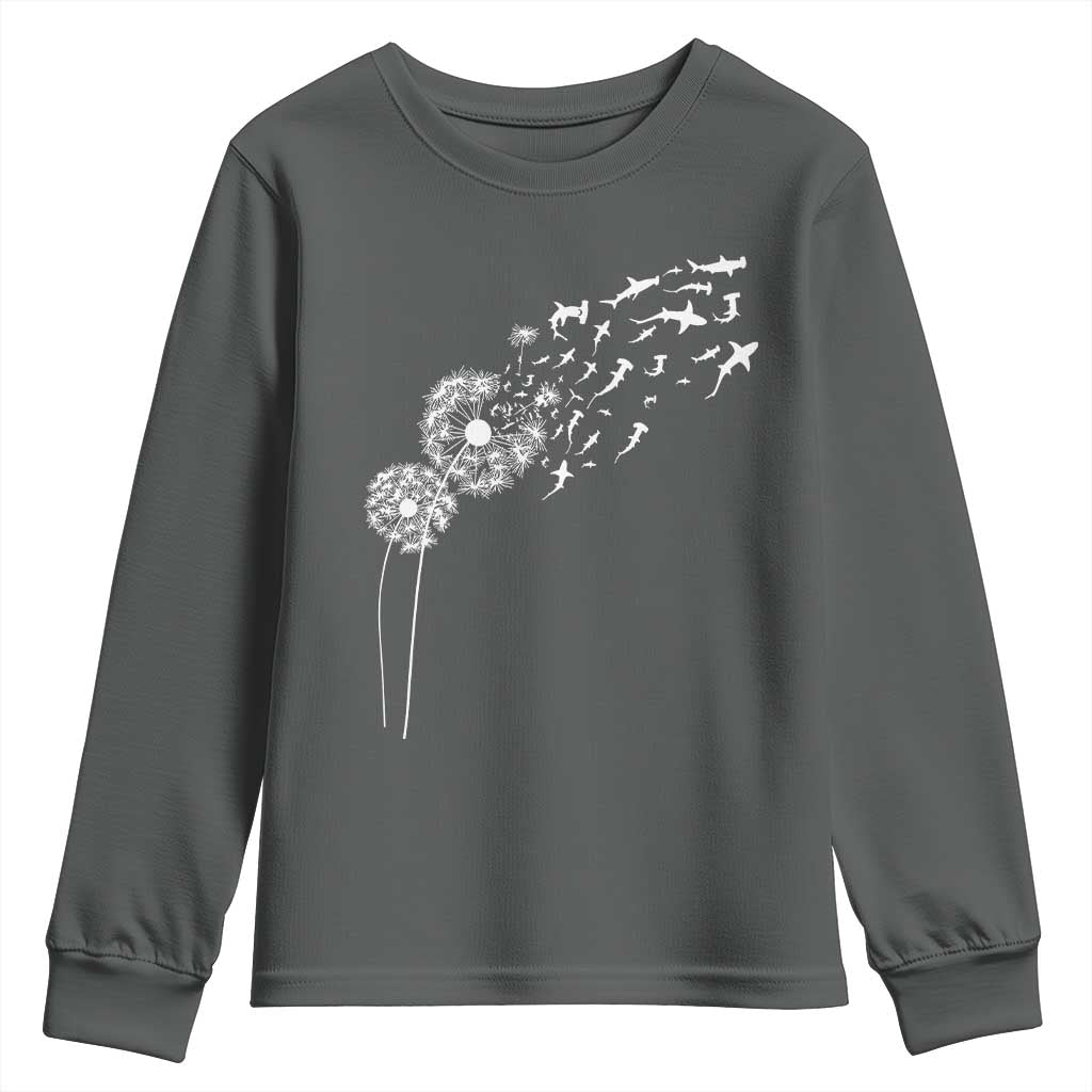 Shark Dandelion Flower for Ocean Wildlife Lover Youth Sweatshirt