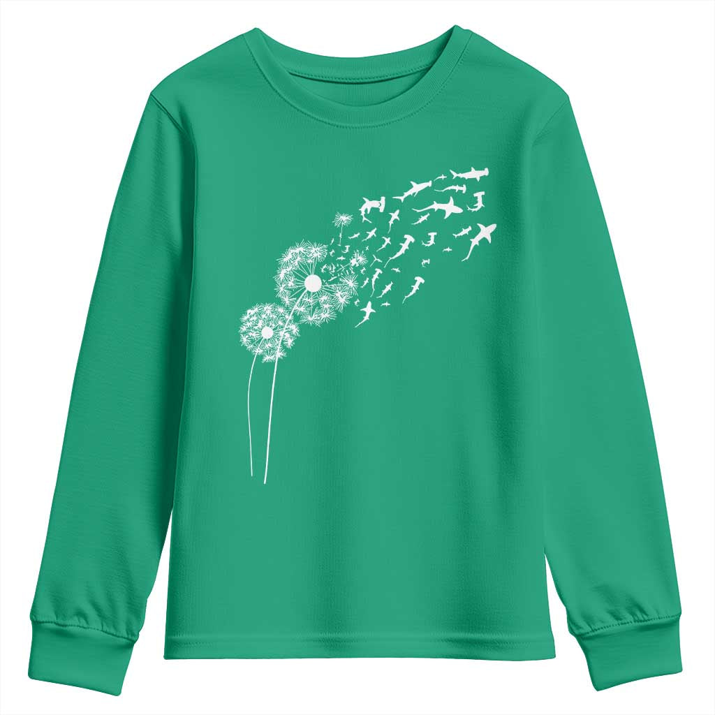 Shark Dandelion Flower for Ocean Wildlife Lover Youth Sweatshirt