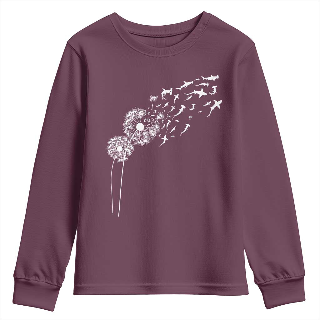 Shark Dandelion Flower for Ocean Wildlife Lover Youth Sweatshirt