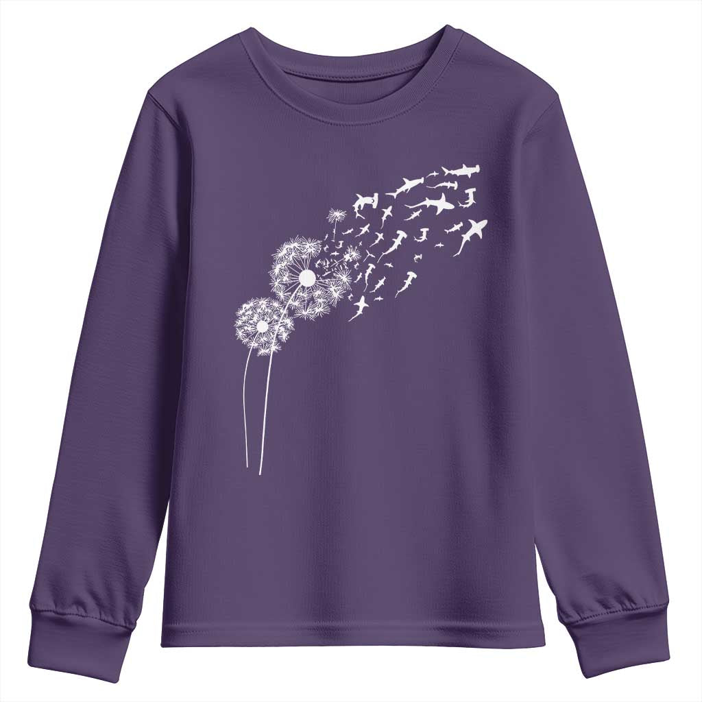 Shark Dandelion Flower for Ocean Wildlife Lover Youth Sweatshirt