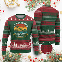 I'm Not Retired Travel Planning Is Hard Work Funny Retirement Vacation Ugly Christmas Sweater