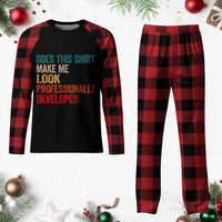 Does This Shirt Make Me Look Professionally Developed Plaid Pajama Set Retro Funny Sarcastic