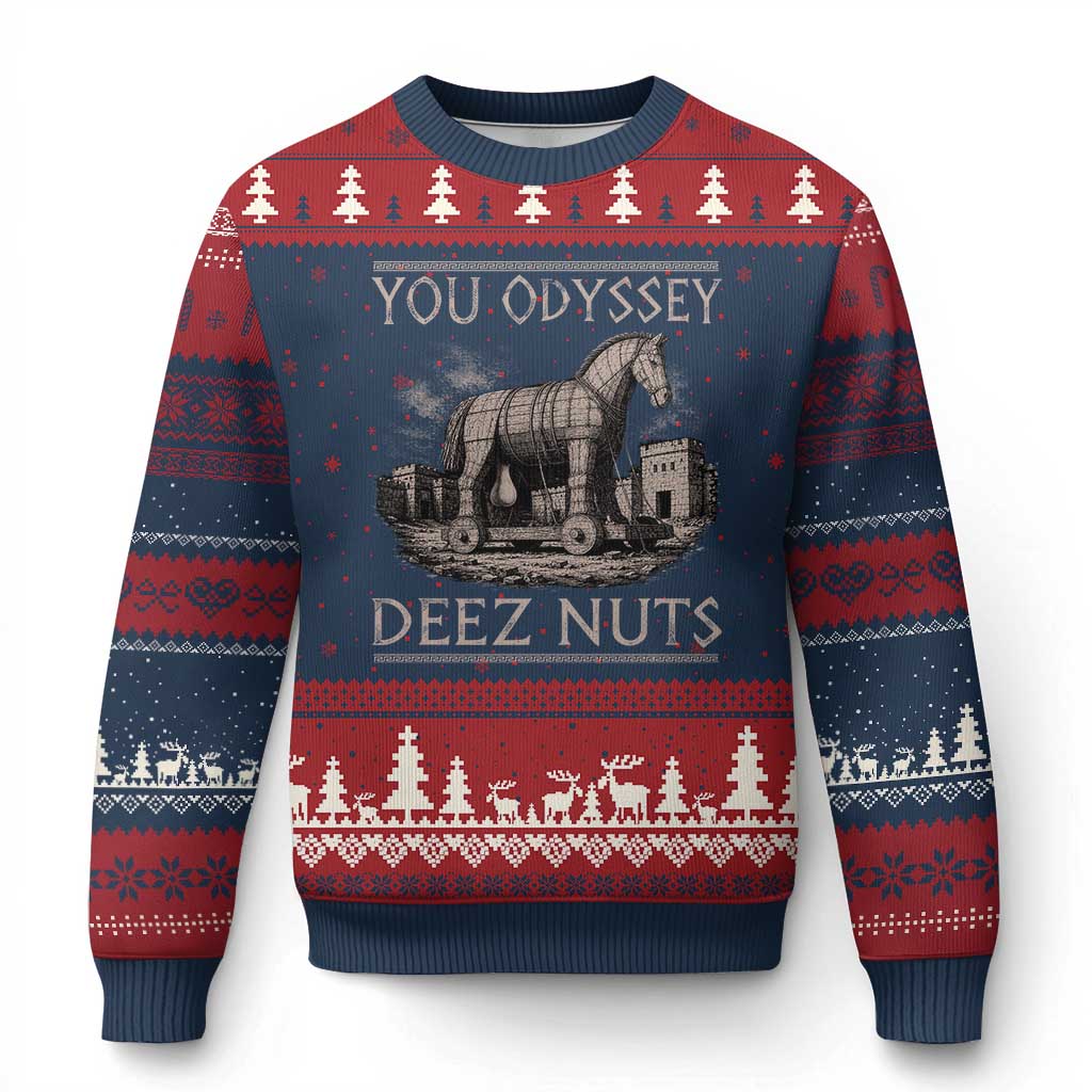 You Odyssey Deez Nuts Funny Trojan Horse Ugly Christmas Sweater Inappropriate Adult Humor Ancient Greek