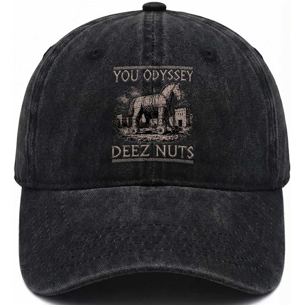 You Odyssey Deez Nuts Funny Trojan Horse Washed Cotton Baseball Cap Inappropriate Adult Humor Ancient Greek