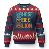 Hose Bee Lion Funny Meme Word Pun Retro Ugly Christmas Sweater