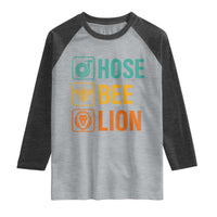 Hose Bee Lion Funny Meme Word Pun Retro Raglan Shirt