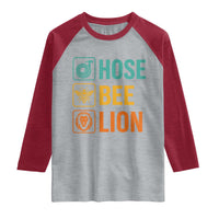 Hose Bee Lion Funny Meme Word Pun Retro Raglan Shirt