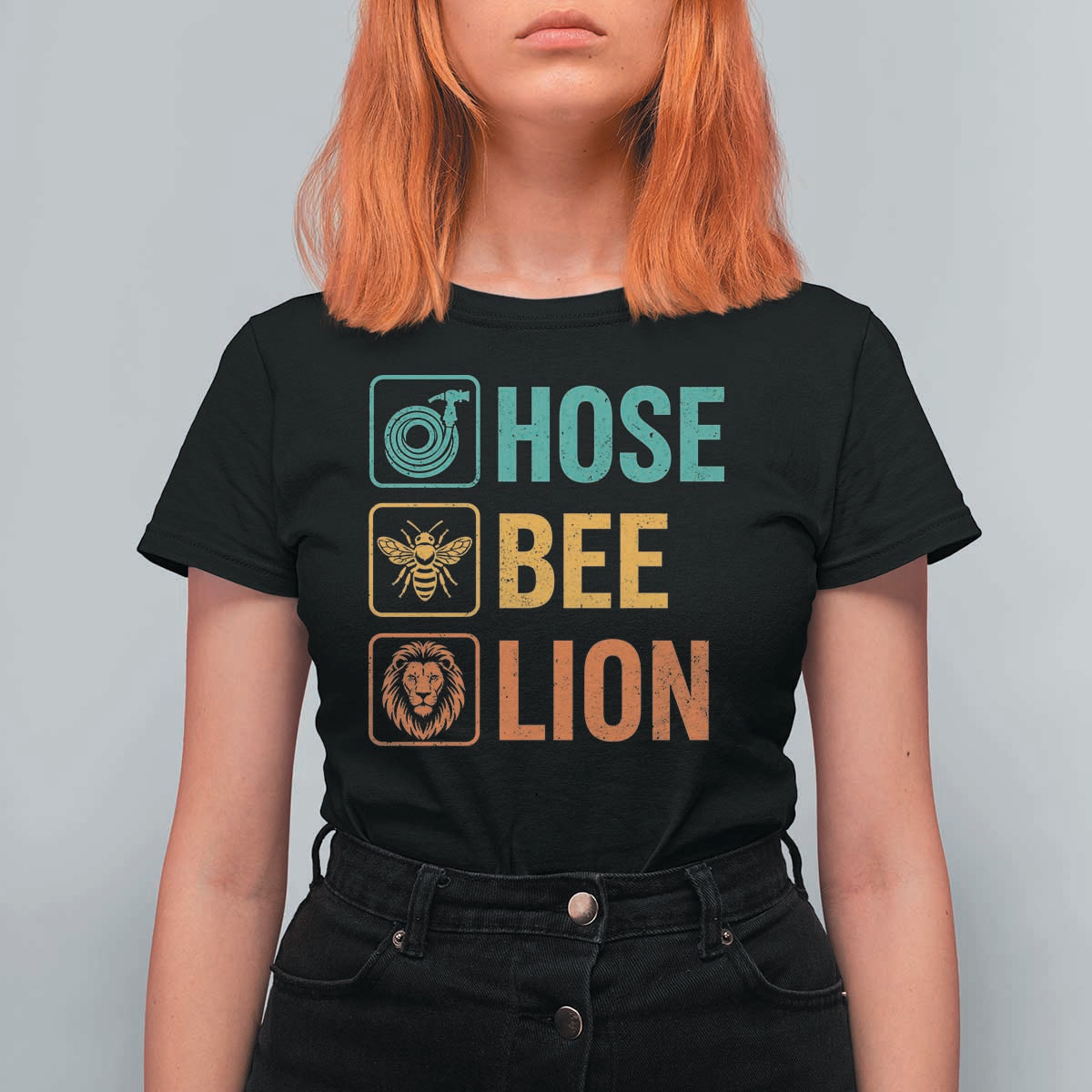 Hose Bee Lion Funny Meme Word Pun Retro T Shirt For Women