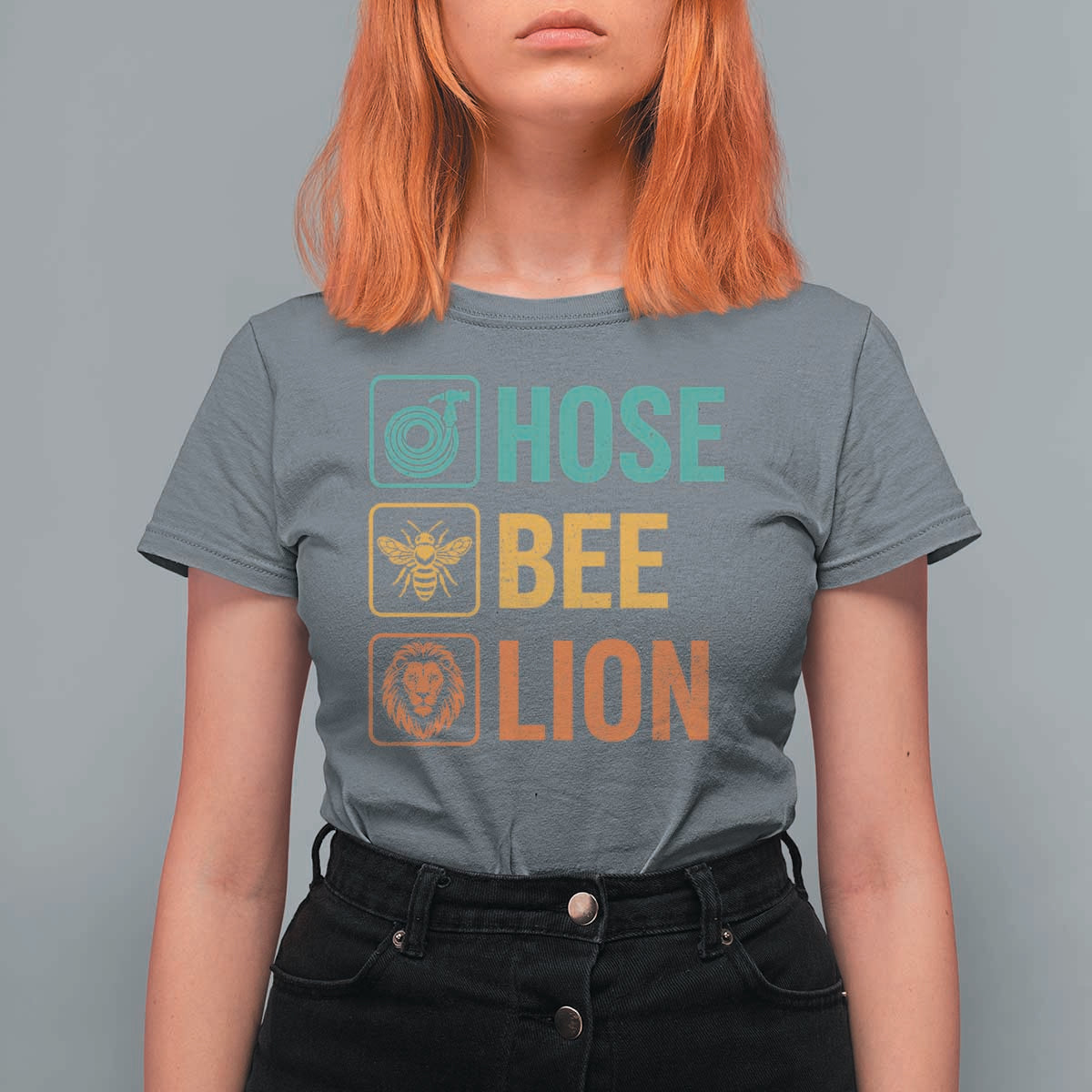 Hose Bee Lion Funny Meme Word Pun Retro T Shirt For Women