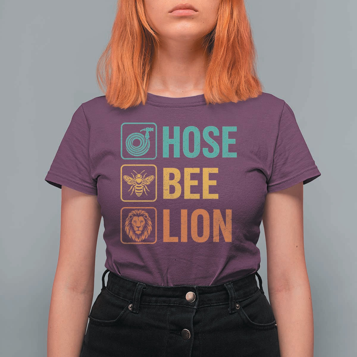 Hose Bee Lion Funny Meme Word Pun Retro T Shirt For Women