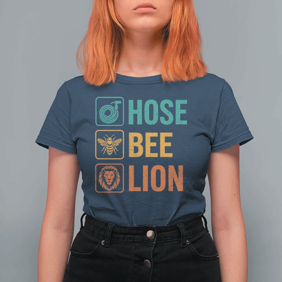 Hose Bee Lion Funny Meme Word Pun Retro T Shirt For Women