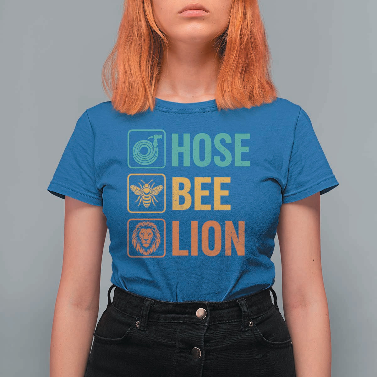 Hose Bee Lion Funny Meme Word Pun Retro T Shirt For Women