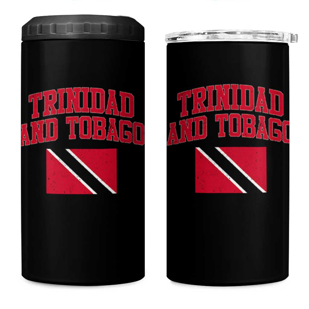Trinidad And Tobago Athletic Throwback Design 4 in 1 Can Cooler Tumbler Vintage Trinidadian Flag