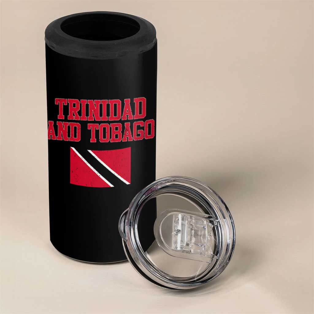Trinidad And Tobago Athletic Throwback Design 4 in 1 Can Cooler Tumbler Vintage Trinidadian Flag