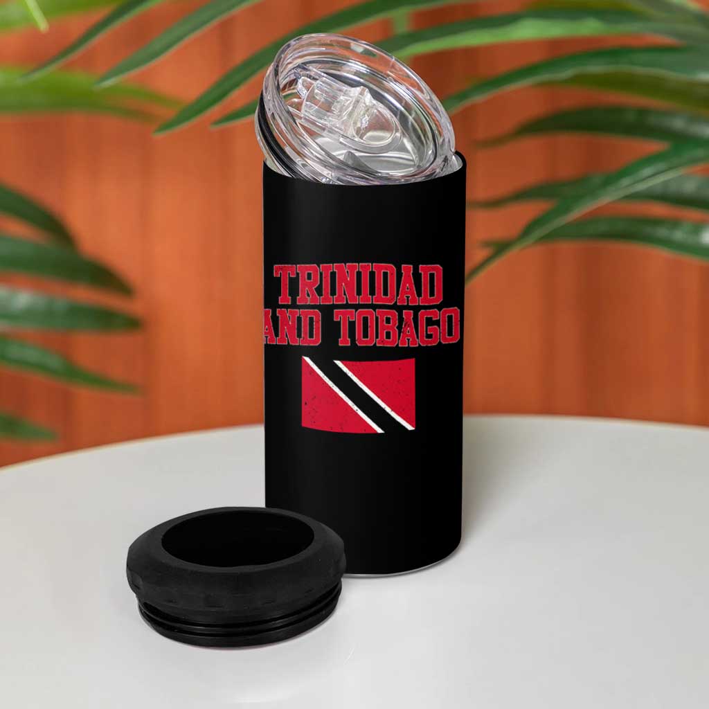 Trinidad And Tobago Athletic Throwback Design 4 in 1 Can Cooler Tumbler Vintage Trinidadian Flag