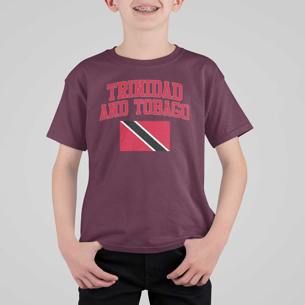 Trinidad And Tobago Athletic Throwback Design T Shirt For Kid Vintage Trinidadian Flag