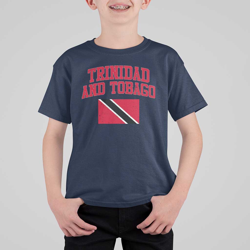 Trinidad And Tobago Athletic Throwback Design T Shirt For Kid Vintage Trinidadian Flag