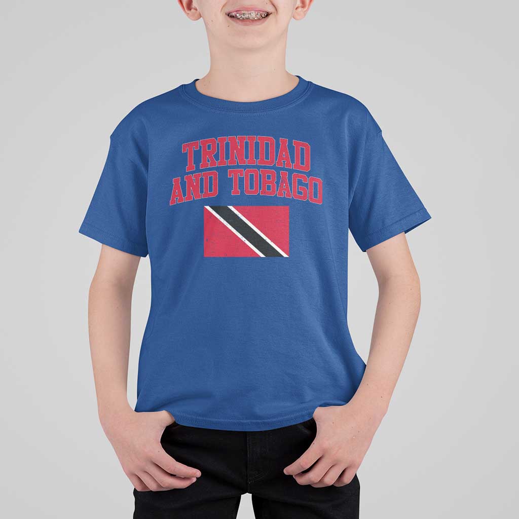 Trinidad And Tobago Athletic Throwback Design T Shirt For Kid Vintage Trinidadian Flag