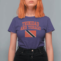 Trinidad And Tobago Athletic Throwback Design T Shirt For Women Vintage Trinidadian Flag