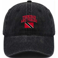 Trinidad And Tobago Athletic Throwback Design Washed Cotton Baseball Cap Vintage Trinidadian Flag