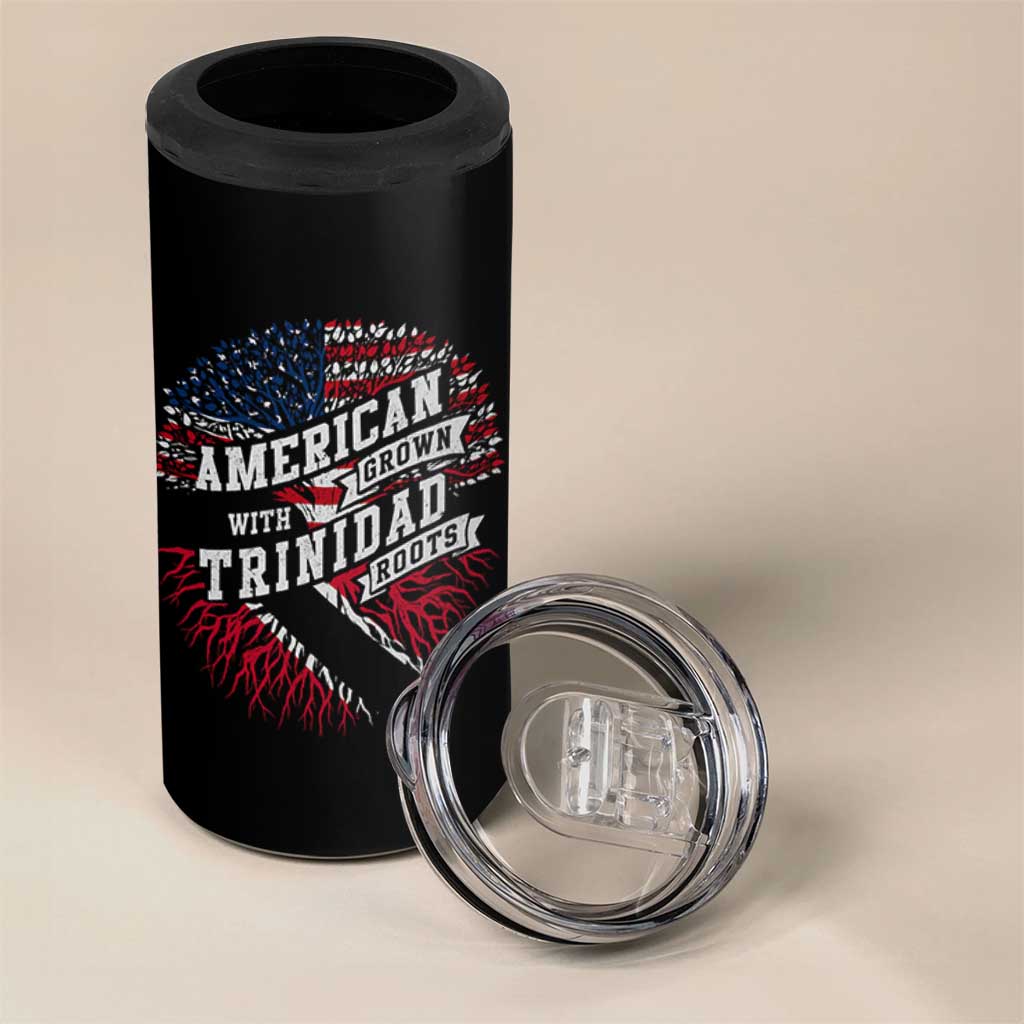 American Grown WIth Trinidad Roots 4 in 1 Can Cooler Tumbler Proud Trinidadian and Tobagonian Americans