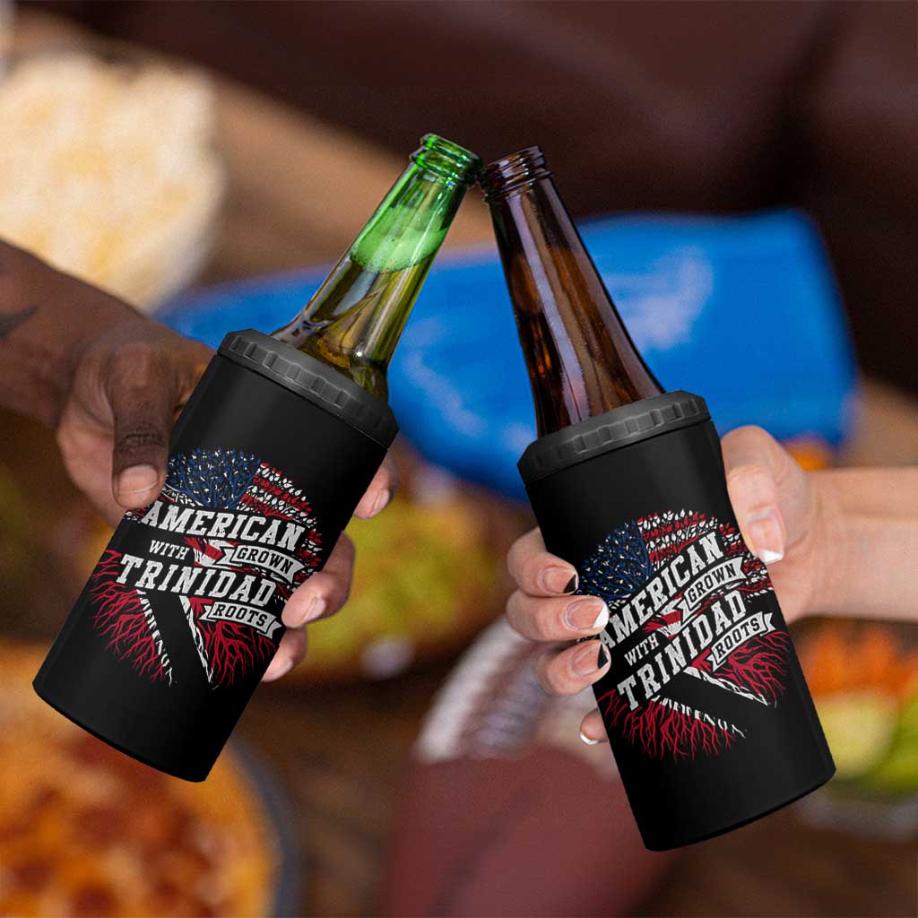 American Grown WIth Trinidad Roots 4 in 1 Can Cooler Tumbler Proud Trinidadian and Tobagonian Americans