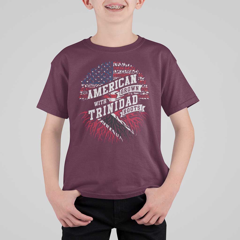 American Grown WIth Trinidad Roots T Shirt For Kid Proud Trinidadian and Tobagonian Americans