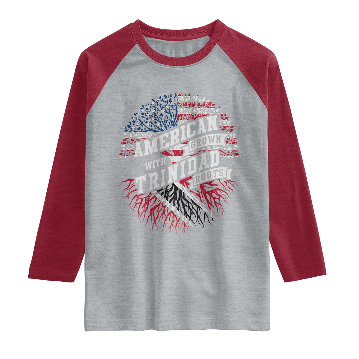 American Grown WIth Trinidad Roots Raglan Shirt Proud Trinidadian and Tobagonian Americans