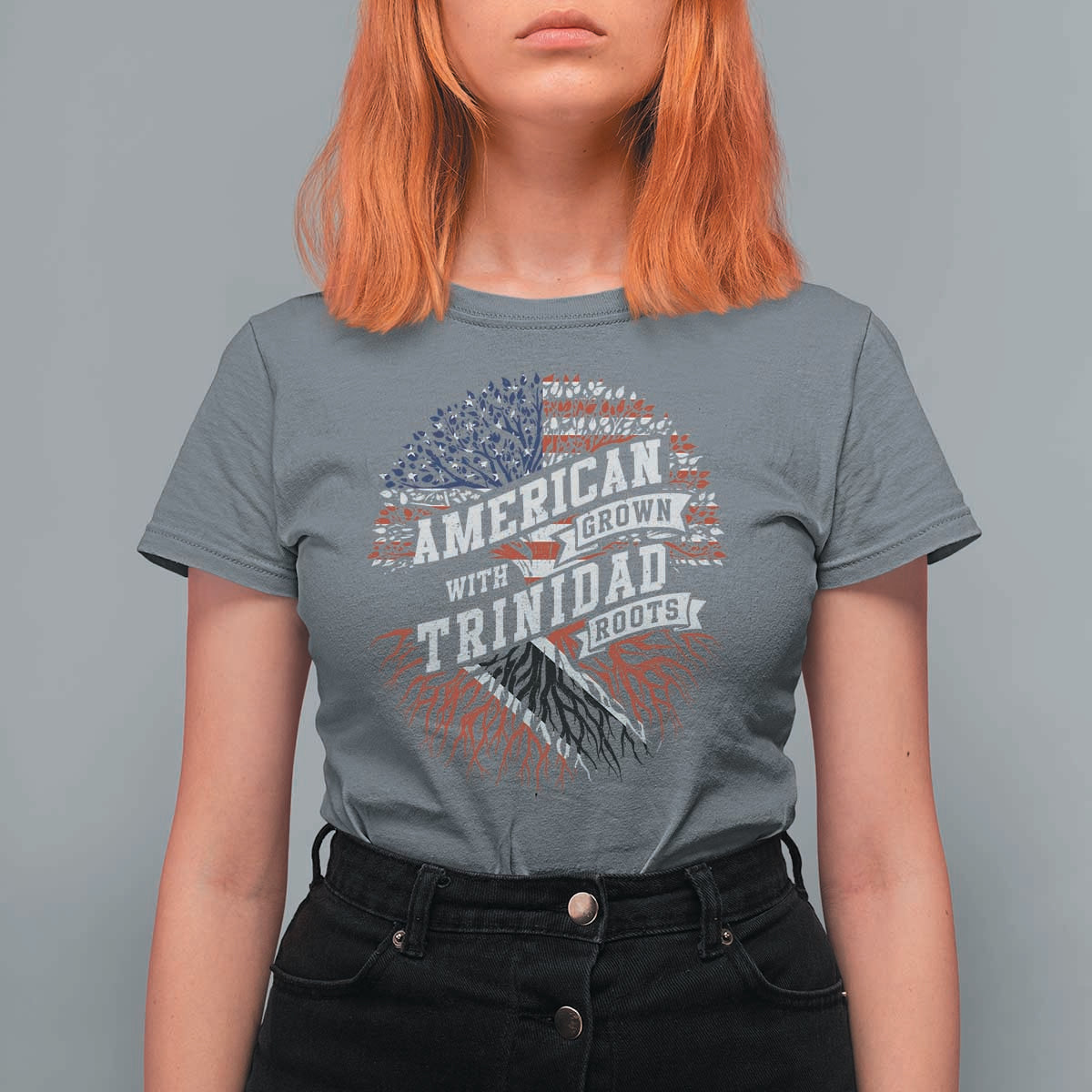 American Grown WIth Trinidad Roots T Shirt For Women Proud Trinidadian and Tobagonian Americans