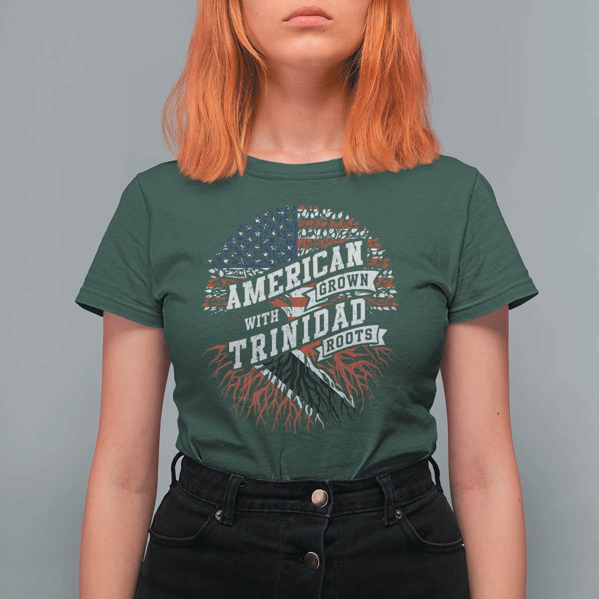 American Grown WIth Trinidad Roots T Shirt For Women Proud Trinidadian and Tobagonian Americans