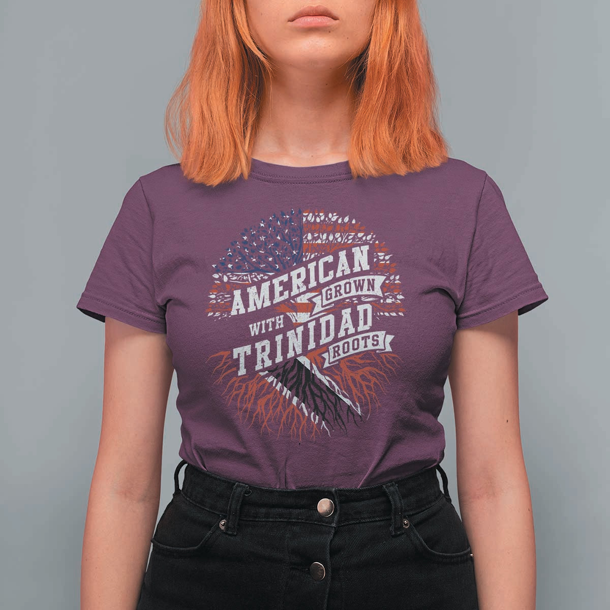 American Grown WIth Trinidad Roots T Shirt For Women Proud Trinidadian and Tobagonian Americans