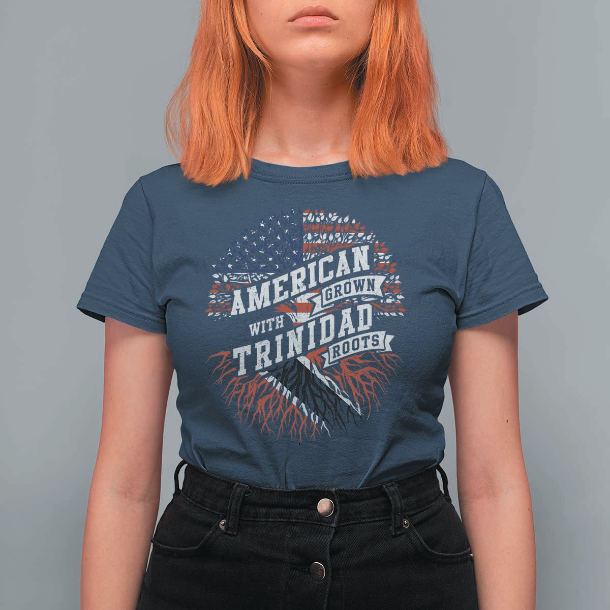 American Grown WIth Trinidad Roots T Shirt For Women Proud Trinidadian and Tobagonian Americans