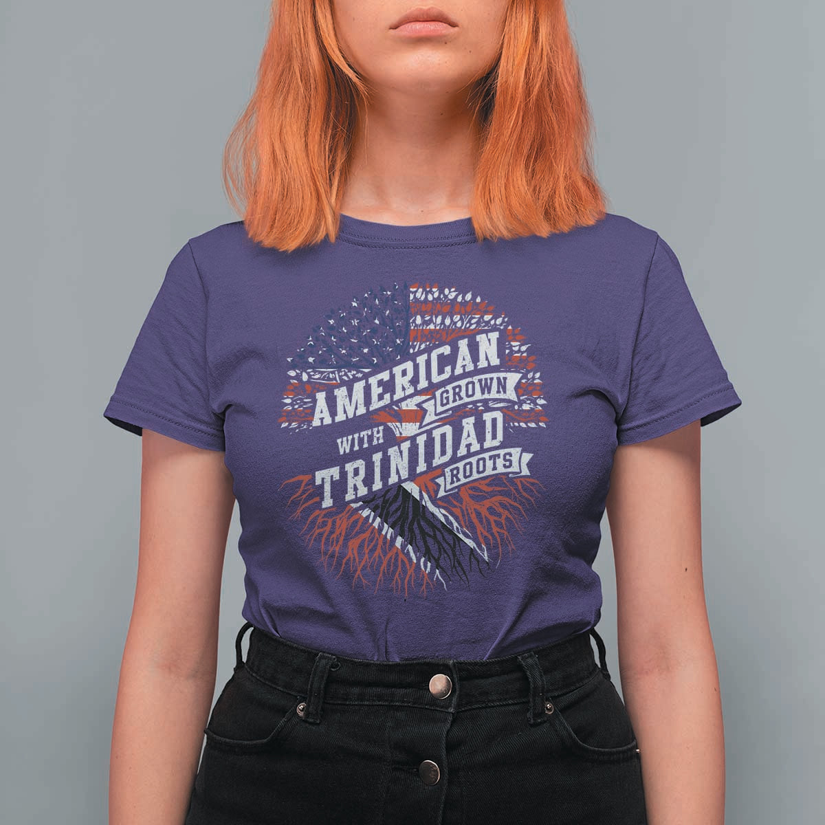 American Grown WIth Trinidad Roots T Shirt For Women Proud Trinidadian and Tobagonian Americans