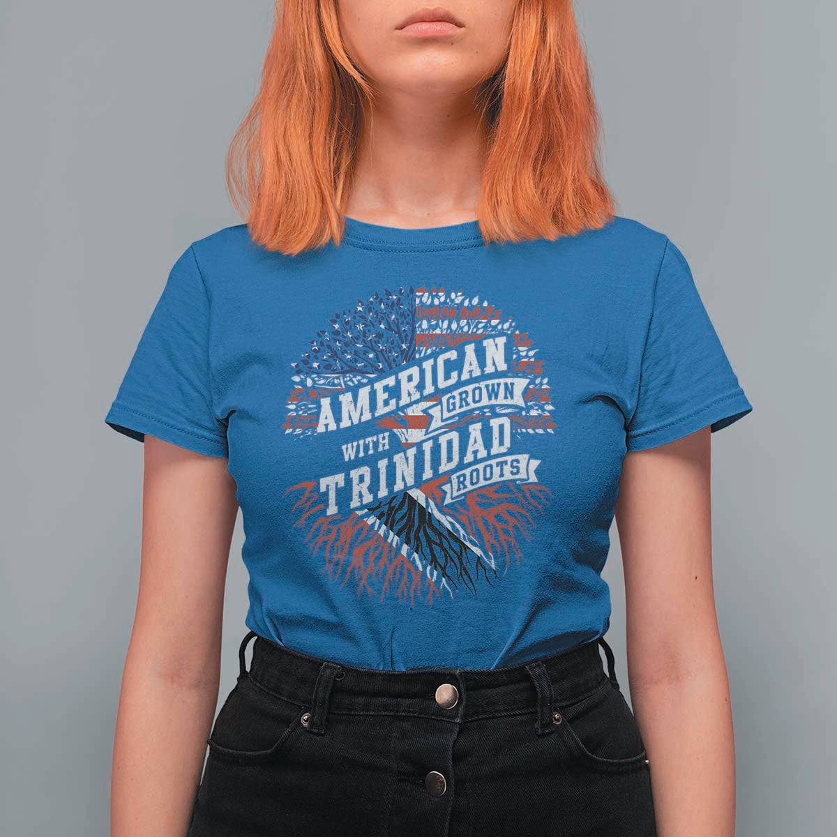 American Grown WIth Trinidad Roots T Shirt For Women Proud Trinidadian and Tobagonian Americans