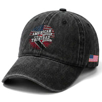 American Grown WIth Trinidad Roots Washed Cotton Baseball Cap Proud Trinidadian and Tobagonian Americans