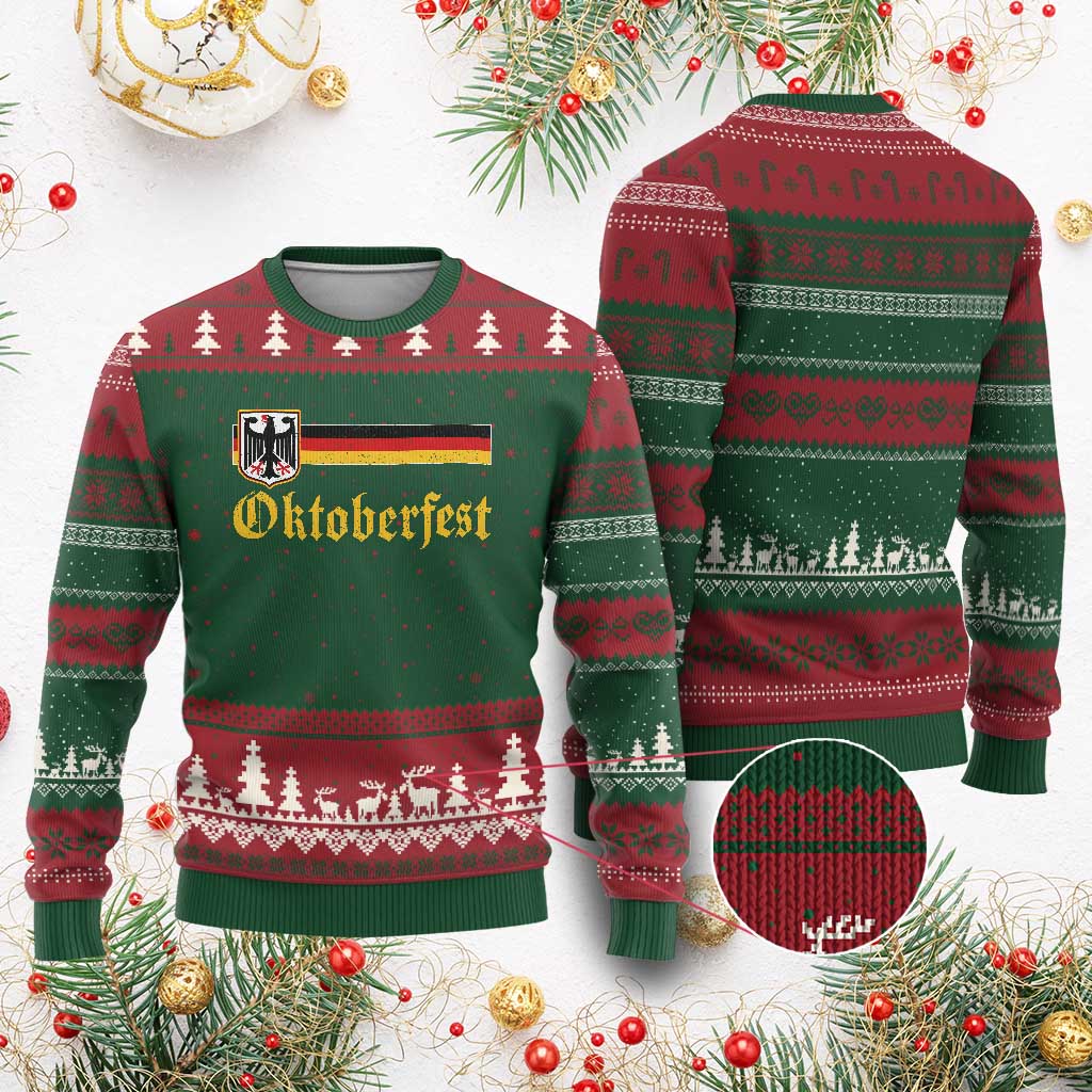 Oktoberfest German Bundesadler Coat of Arms Ugly Christmas Sweater Bavarian Drinking Festival
