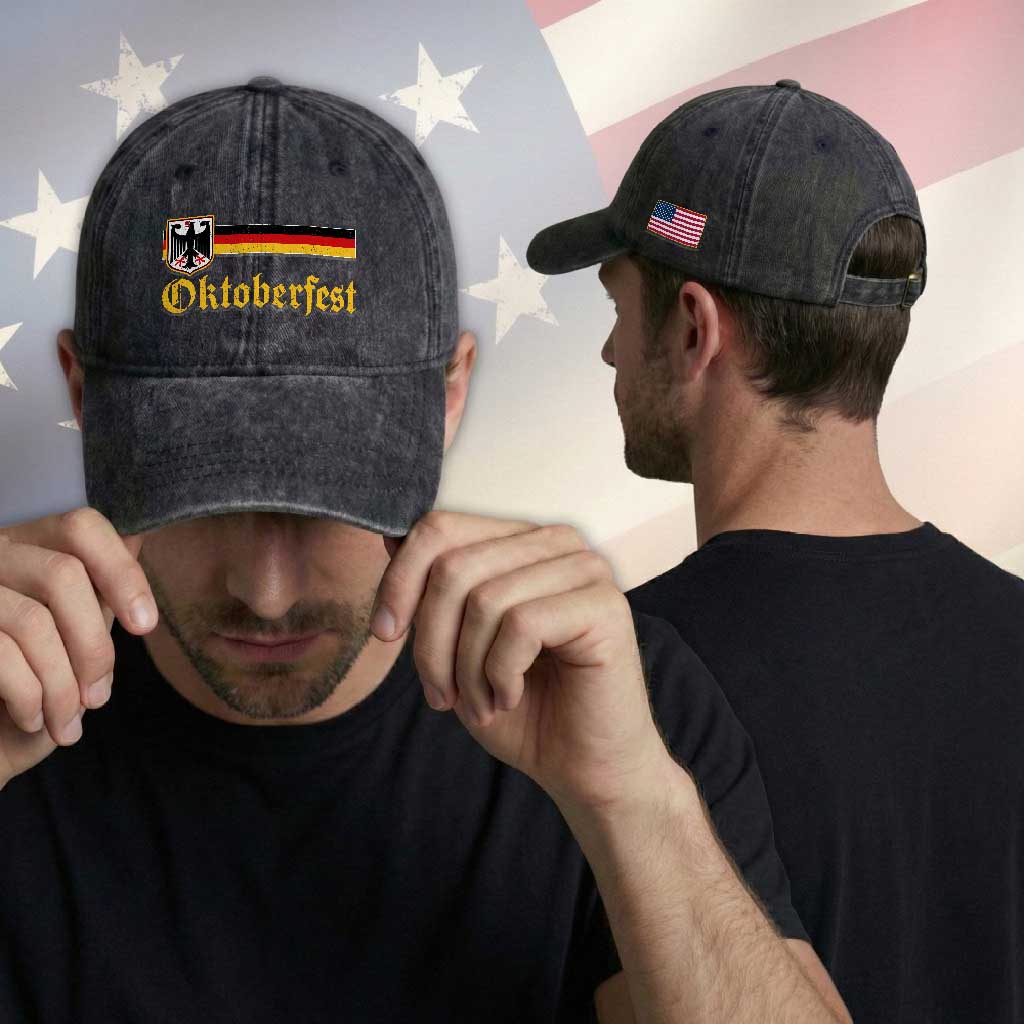 Oktoberfest German Bundesadler Coat of Arms Washed Cotton Baseball Cap Bavarian Drinking Festival