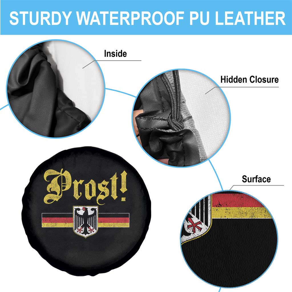 Prost Oktoberfest Beer Drinking Spare Tire Cover German Flag Bundesadler Coat of Arms