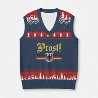 Prost Oktoberfest Beer Drinking V-Neck Knit Sweater Vest German Flag Bundesadler Coat of Arms