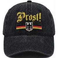 Prost Oktoberfest Beer Drinking Washed Cotton Baseball Cap German Flag Bundesadler Coat of Arms