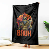 Funny Halloween Bigfoot Throw Blanket Bruh Spooky Mummy Sasquatch Jack O Lantern - Wonder Print Shop