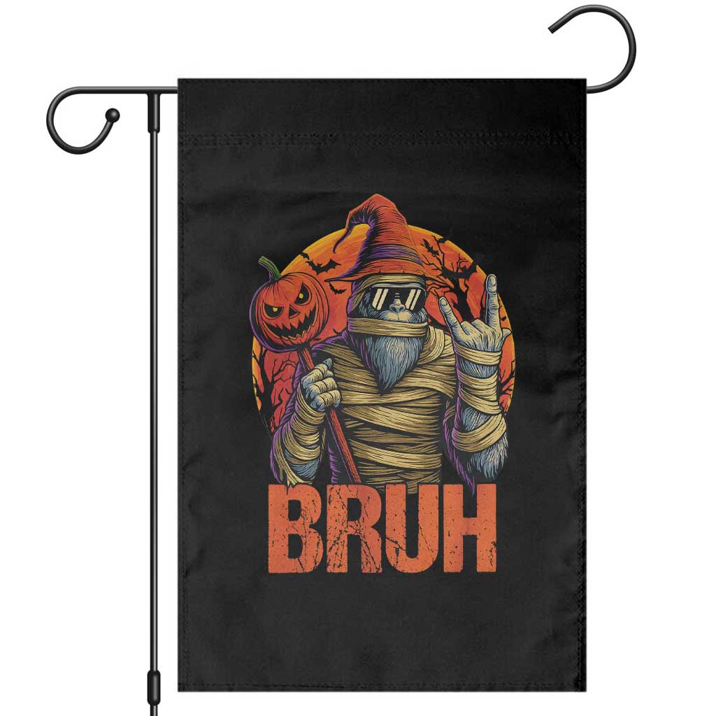 Funny Halloween Bigfoot Garden Flag Bruh Spooky Mummy Sasquatch Jack O Lantern - Wonder Print Shop