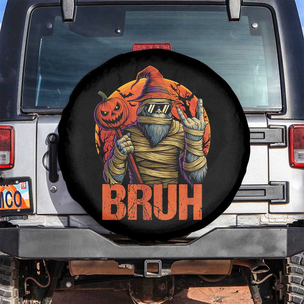 Funny Halloween Bigfoot Spare Tire Cover Bruh Spooky Mummy Sasquatch Jack O Lantern - Wonder Print Shop