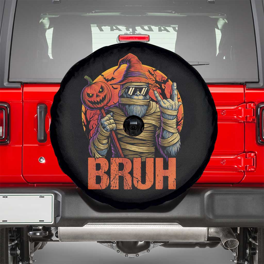 Funny Halloween Bigfoot Spare Tire Cover Bruh Spooky Mummy Sasquatch Jack O Lantern - Wonder Print Shop