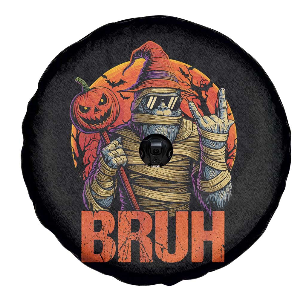 Funny Halloween Bigfoot Spare Tire Cover Bruh Spooky Mummy Sasquatch Jack O Lantern - Wonder Print Shop