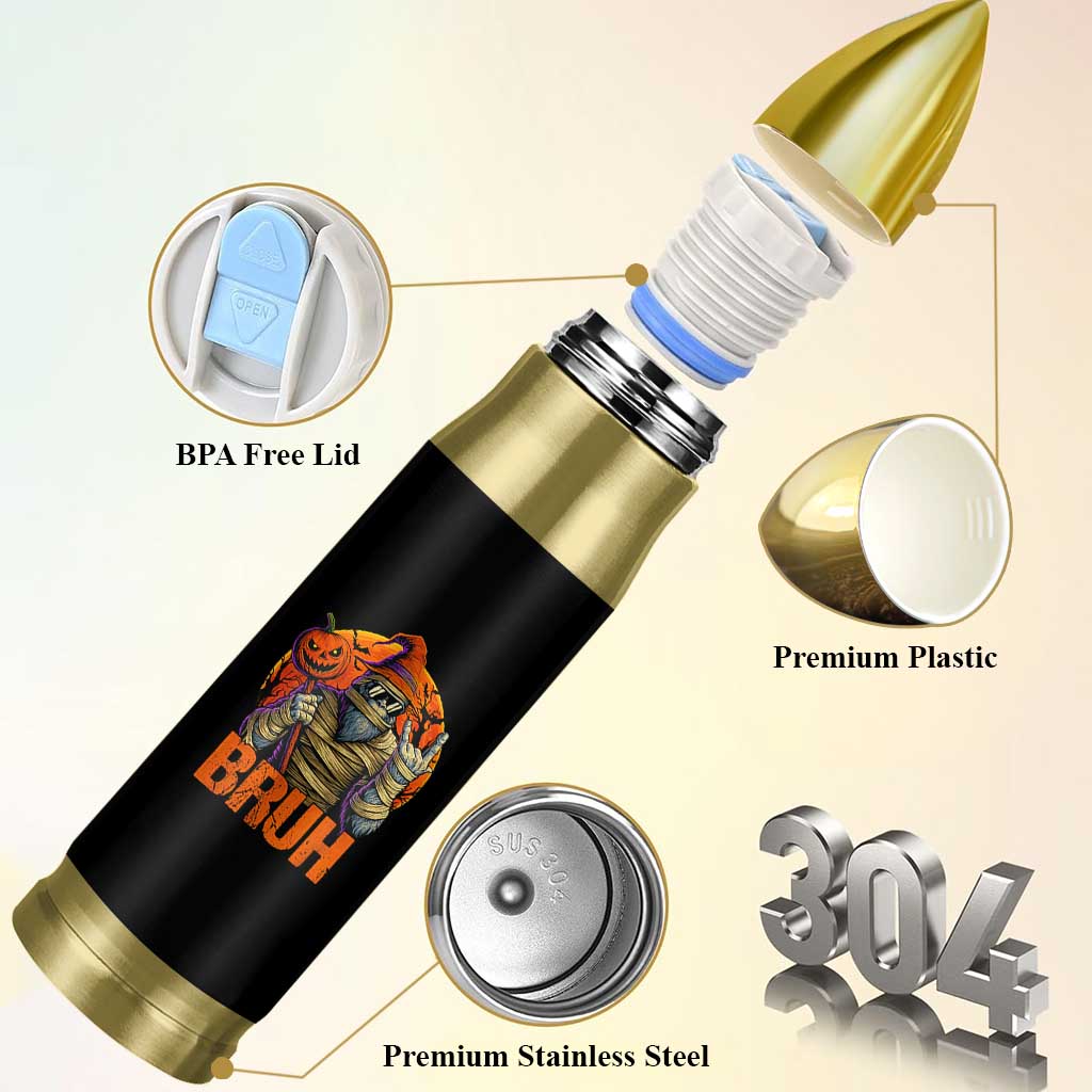Funny Halloween Bigfoot Bullet Tumbler Bruh Spooky Mummy Sasquatch Jack O Lantern - Wonder Print Shop