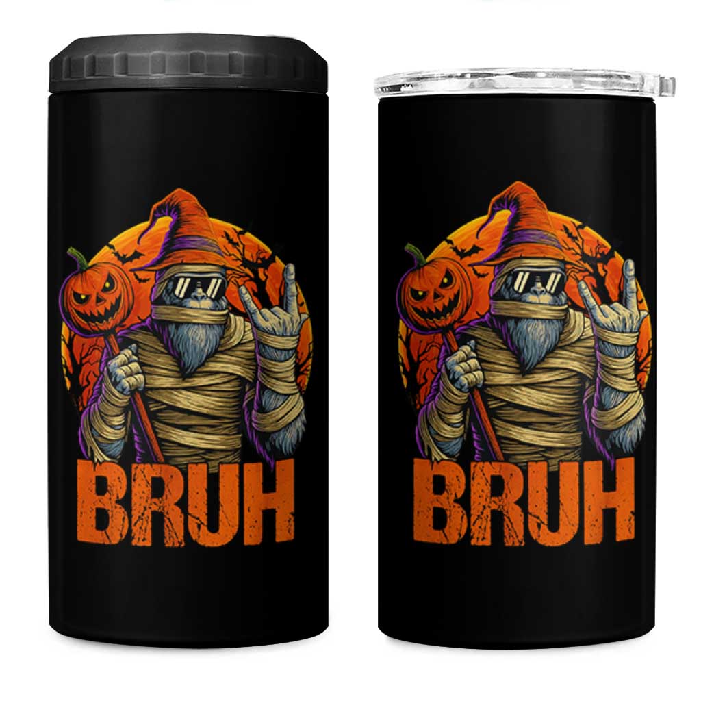 Funny Halloween Bigfoot 4 in 1 Can Cooler Tumbler Bruh Spooky Mummy Sasquatch Jack O Lantern - Wonder Print Shop